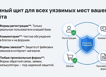 Антиспам (для форм сайта), спам фильтр, защита против ботов, без CAPTCHA (капча) от Megasoft (megasoft.antispam) - решение для Битрикс