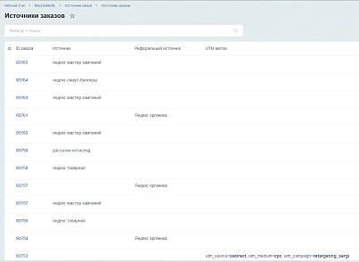 Источники заказов (blackbutterfly.ordersource) - решение для Битрикс