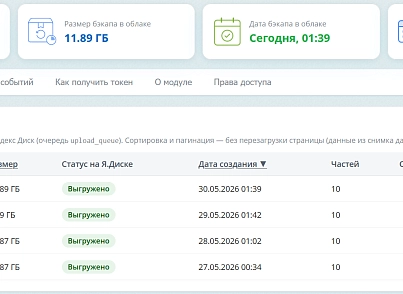 АСТОНИА: Выгрузка бэкапов на Яндекс.Диск (astonia.uploadbackup) - решение для Битрикс